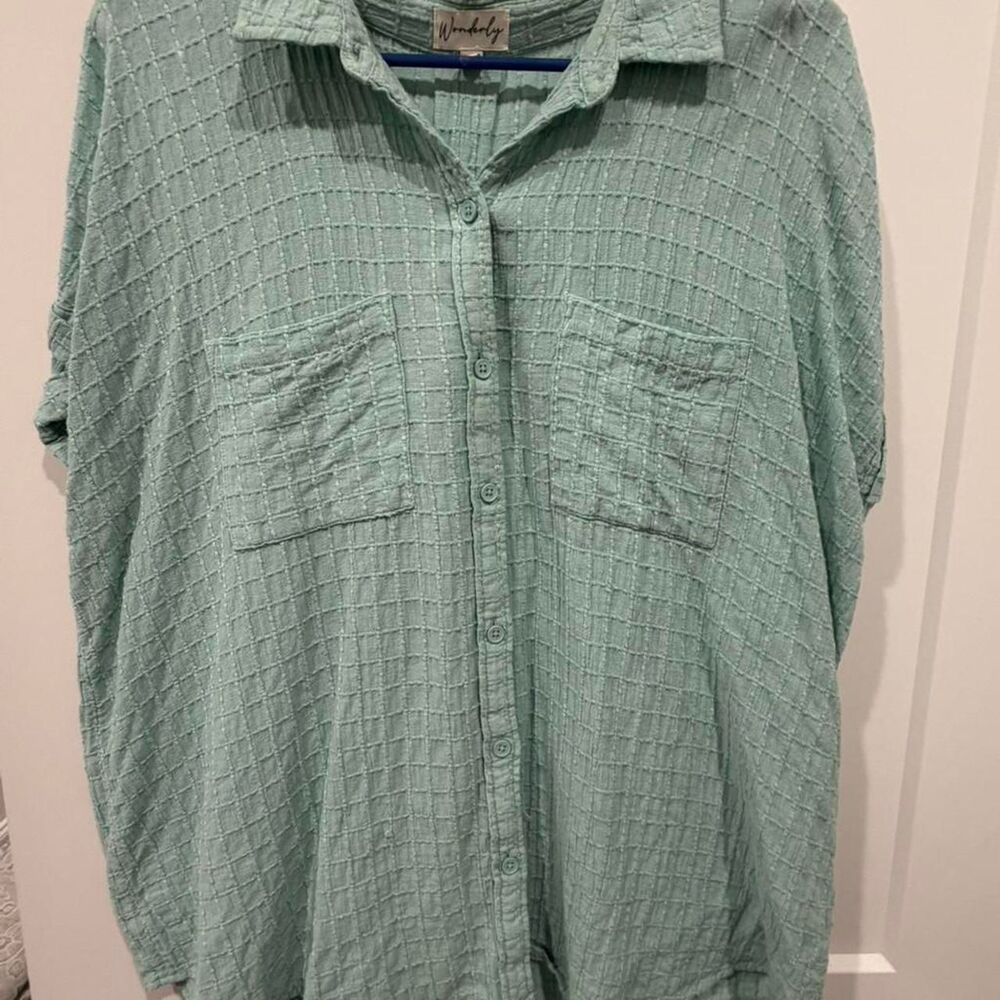 Wonderly Men's Green and Blue Shirt